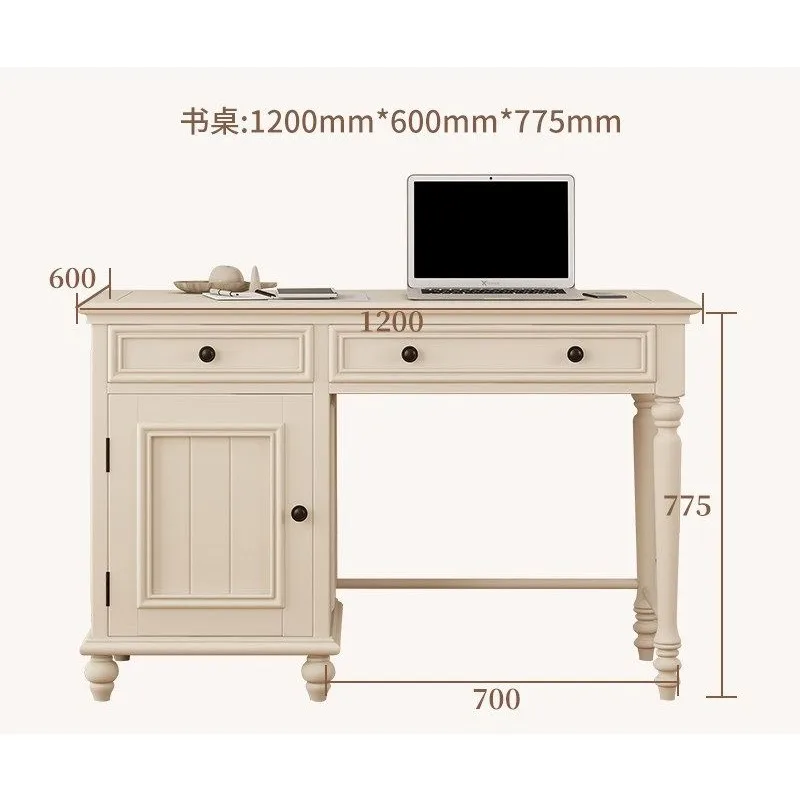 American all-solid wood desk bookshelf combination, simple household small apartment learning desk computer desk integrated