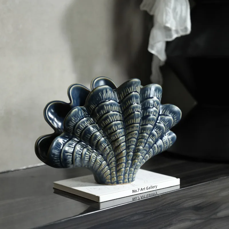 Modern Light Luxury Ceramic Shell Vase Entrance Ornament Living Room В Скандинавском Стиле تحف كبيره للمنزل Floreros Altos
