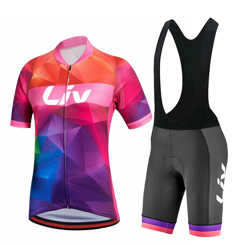 

Летний женский велосипедный комплект LIV: майка с коротким рукавом и подштанники с губчатой подкладкой, быстросохнущая спортивная одежда для активного отдыха