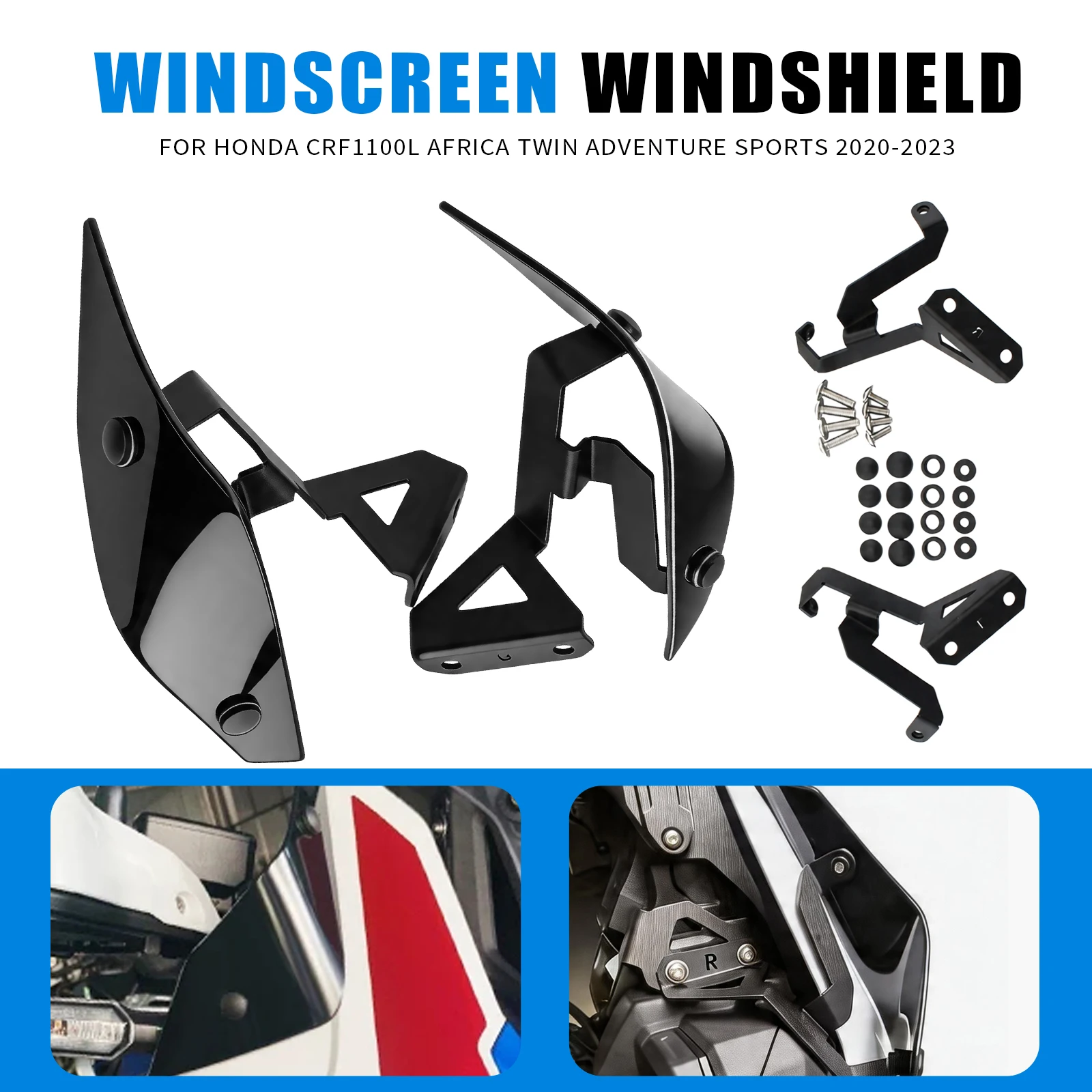 

For Honda CRF1100L Africa Twin 2020-2023Front Side Windshield Windscreen Panel Cover Fairing Wind Deflector