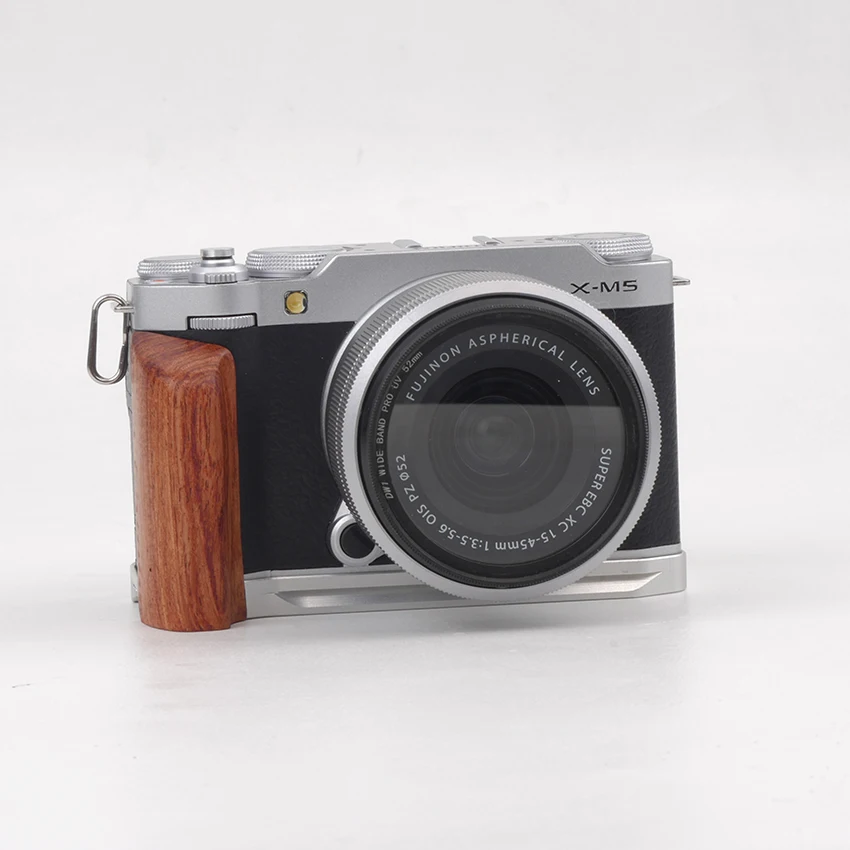 Pegangan kayu padat untuk Fuji XM5 desain ringan lepas cepat aksesori kamera pelindung dasar logam