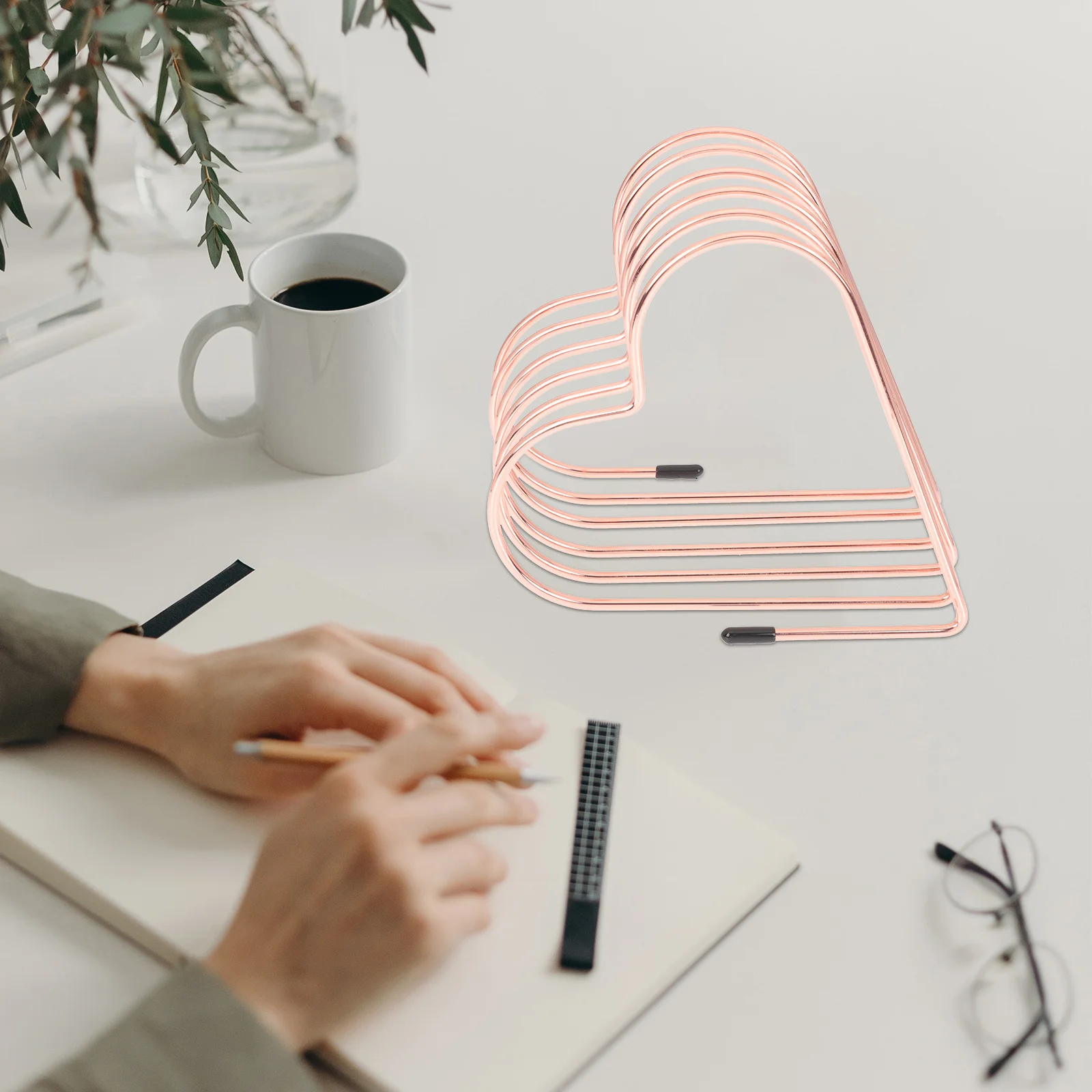 Creative Heart-Shaped Bookend Rose Gold Practical Book Storage for Home Office Use Book Ends Hanging File Organizer