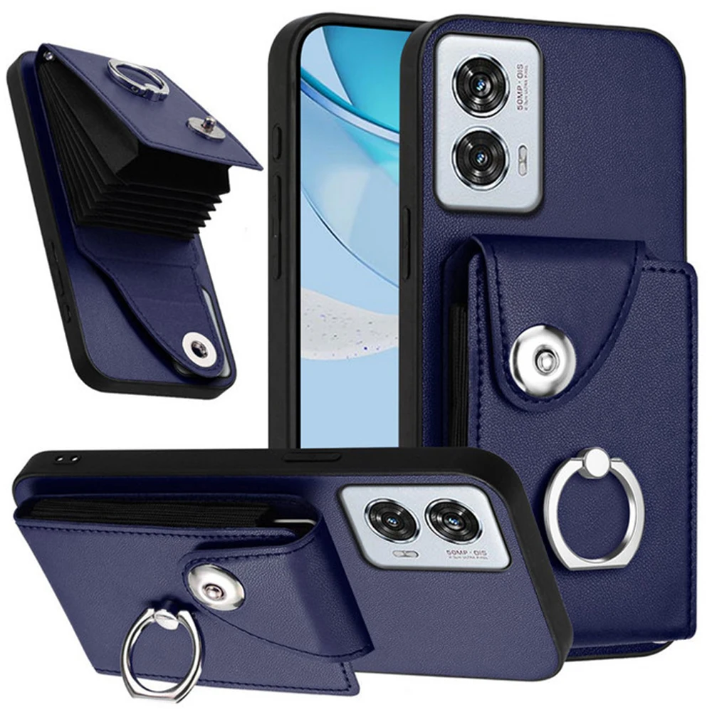 For Motorola G85 G55 G45 G35 G34 5G 2024 Multi Card Slot Leather Wallet Case Moto G85 G55 G 45 G35 G34 Ring Back Panel Cover