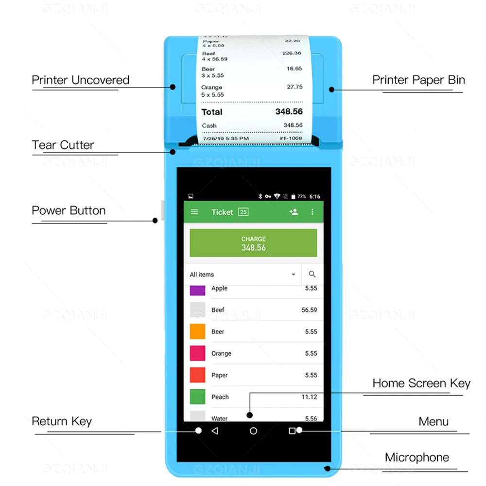 Android 8.1 mobile 1D barcode scanner thermal printer Handheld Pos terminal bluetooth wifi Android Rugged PDA 3G JP-Q2