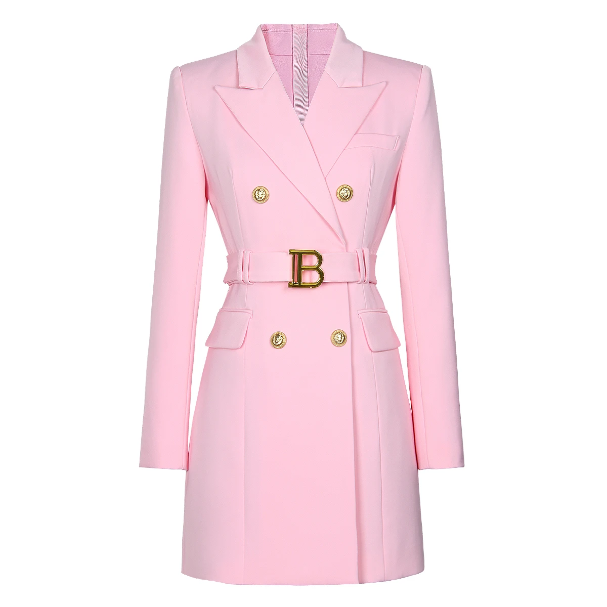 Spot Spring And Autumn 2024 New Fashion Premium Solid Color Belt Long Sleeve Slim Temperament Commuter Suit Dress Women