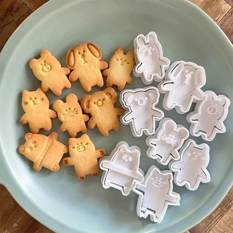 Cartoon Animal Rabbit Koala Bear Dog Cat Mouse Stamp Cookie Mold Nut Cookie Biscuit Mold Hug Hug Cookie Cutter Baking Tool