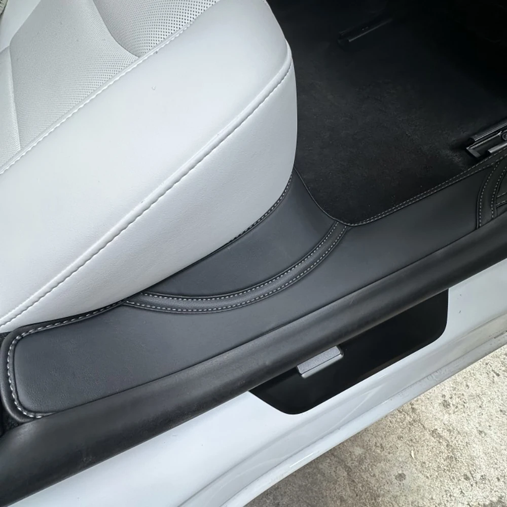 [ 2024 ] For Tesla New Model 3 Highland Front Rear Door Sill Pad Door Welcome Pedal Threshold Strip  Leather Accessories