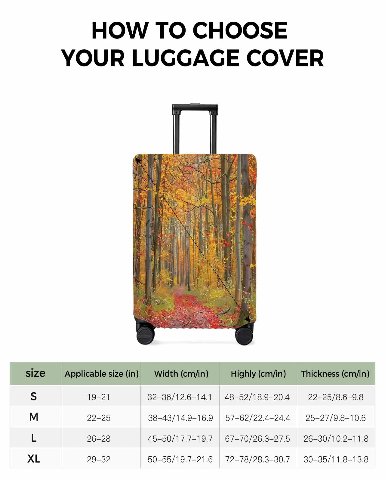 Herfst Zonsondergang Bos Bagage Cover Elastische Bagage Cover Voor 18-32 Inch Koffer Case Stofkap