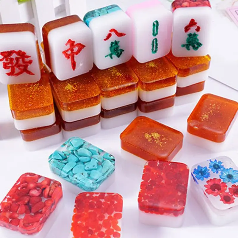 High Mirror Mahjong Shape Mold Chinese Mahjong DIY Baking Cake Mould Chocolate Ice Tray Resin Candle Clay Moulds