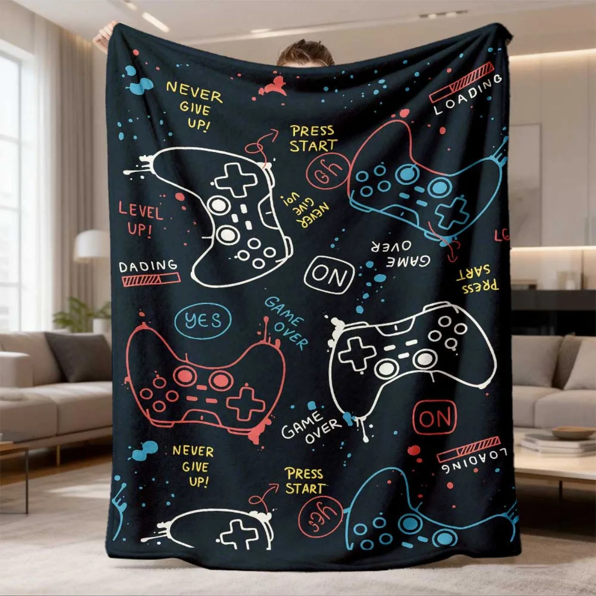 8 Bit Retro Gaming Blanket Throw Video Game Controller Plush Cozy Aesthetic Nerd Gift 150x200cm