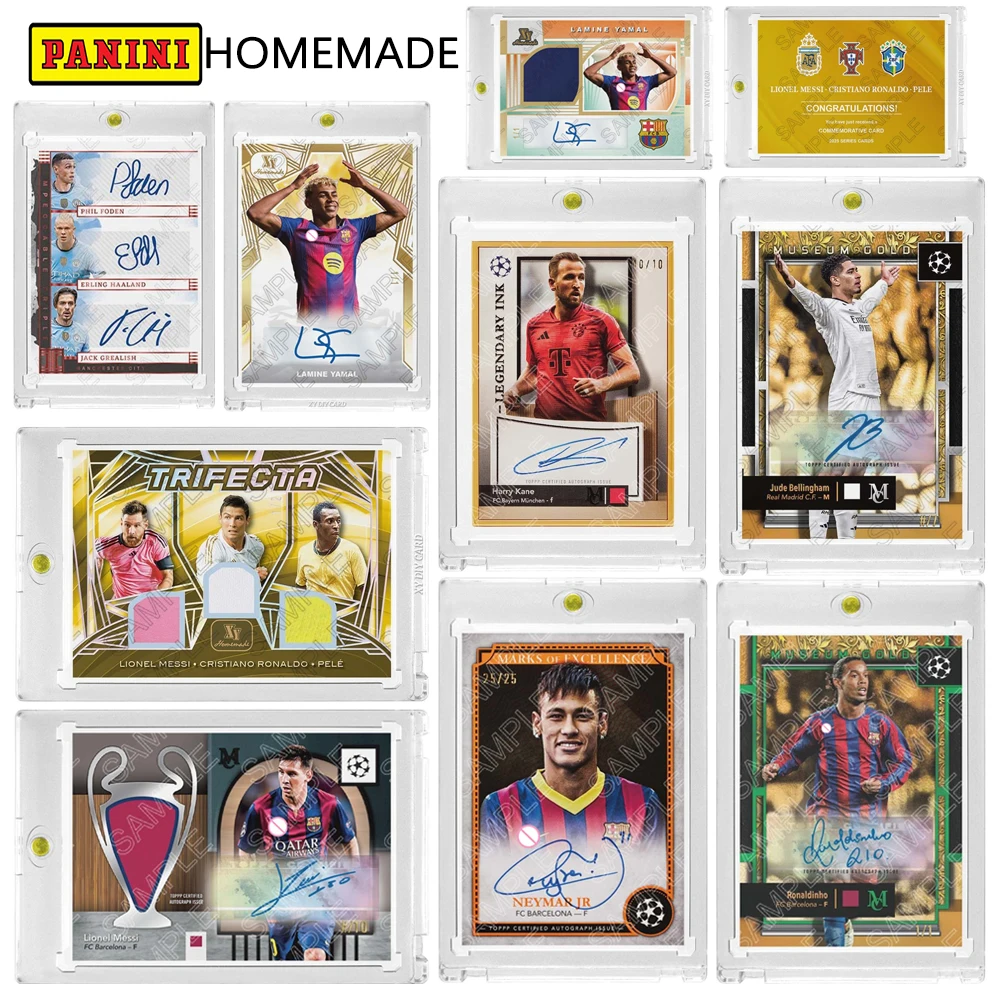 Panini diy caseiro messi neymar jamal bellingham haaland autografado colorido cartão colecionável tijolo futebol presente de aniversário
