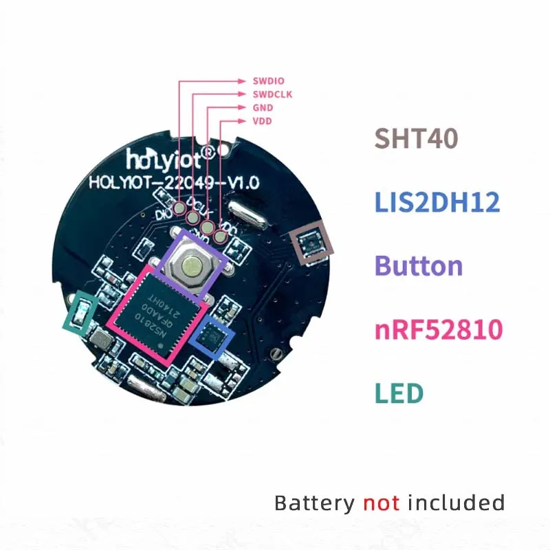 Holyiot nrf52810 eddystone ibeacon tag acelerômetro sht40 temperatura umidade bluetooth 5.0 módulo de baixa energia ble beacon 1pc