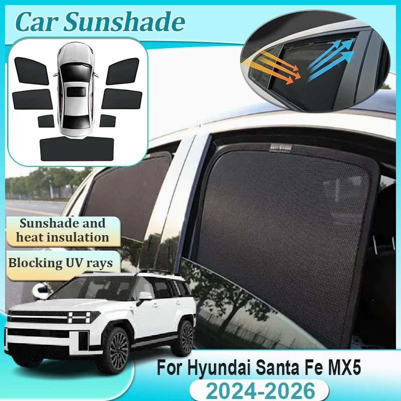 

Magnetic Sunshade For Hyundai Santa Fe MX5 MK5 2024 2025 2026 Windshield Side Window Coverage Visors Tools Parts Car Accessories