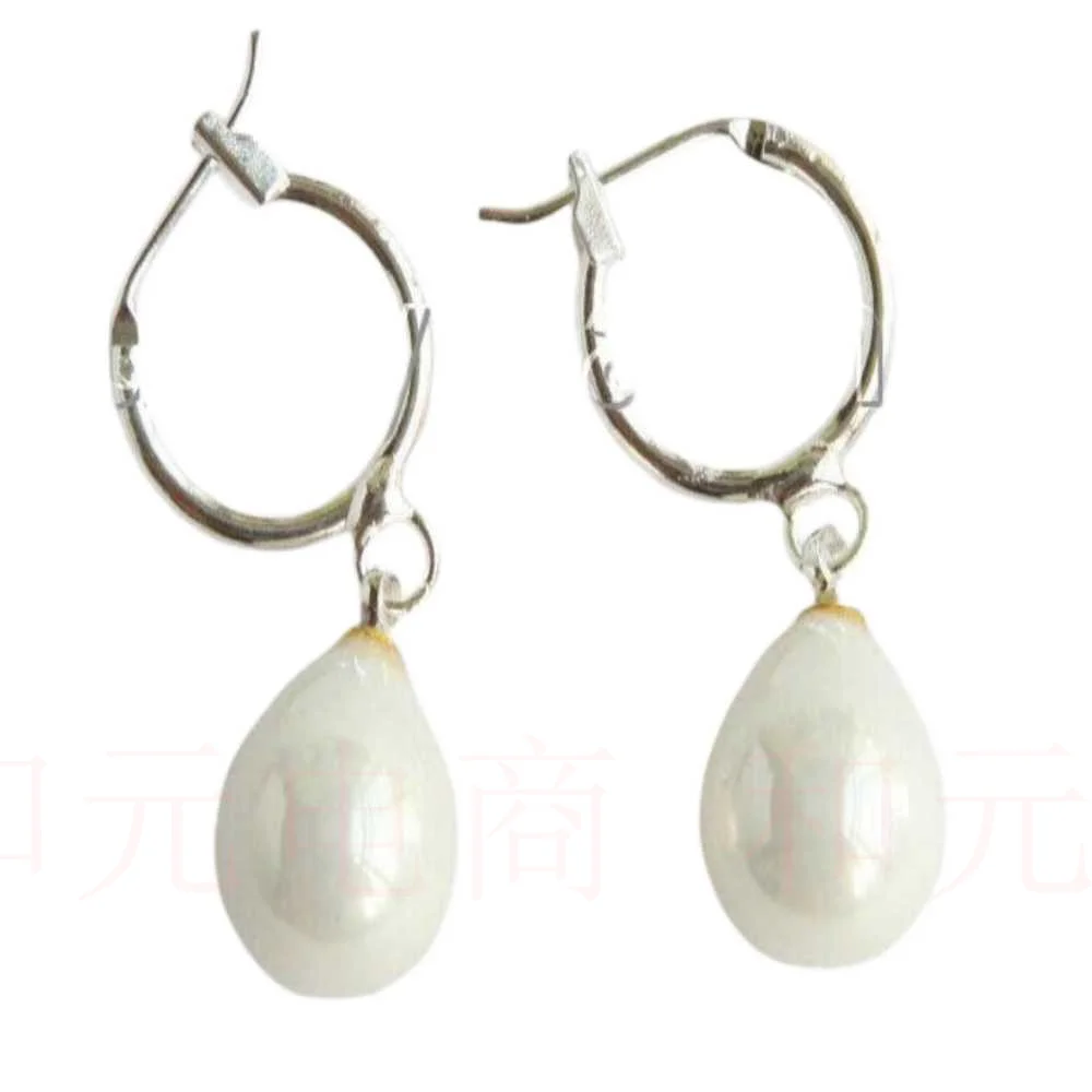 

Dangle 10X12mm drip white south sea shell pearls Earrings VALENTINE'S DAY Women Wedding Fashion