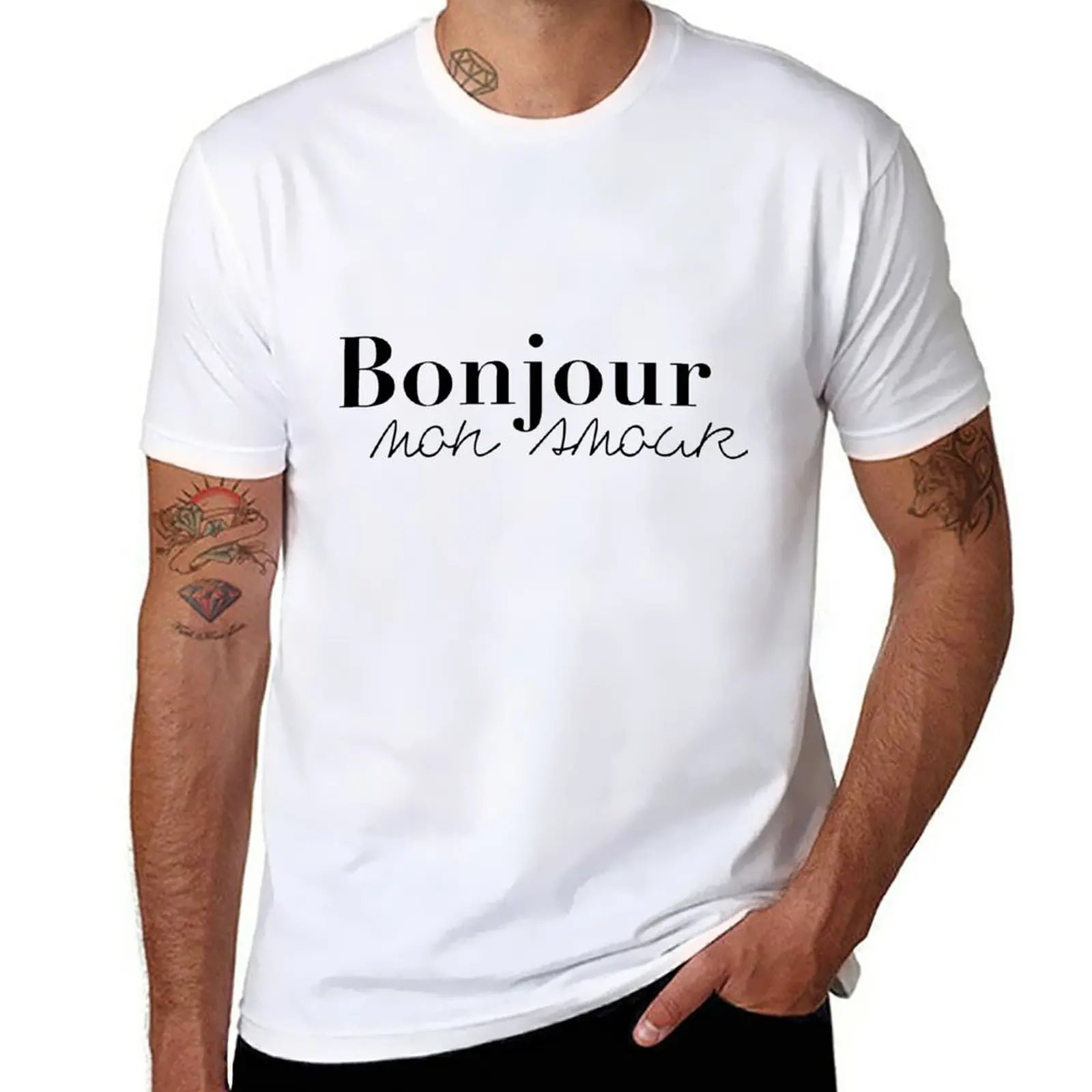 Bonjour mon amour T-Shirt sports fans shirts graphic tees Aesthetic clothing oversized t shirts for men