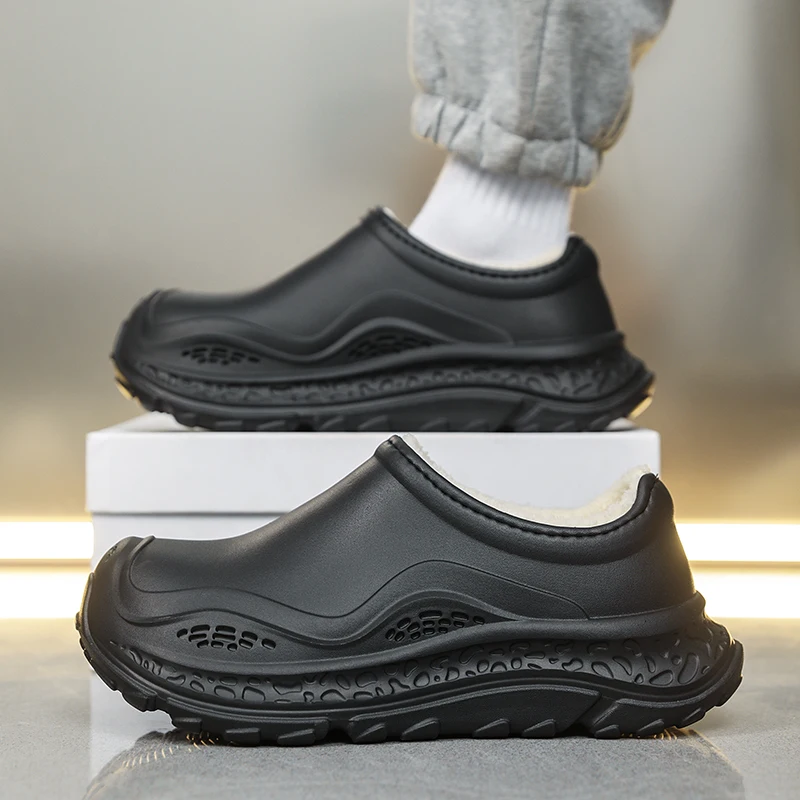 2026 Men's Slippers Shoes for Men Women Warm Non-Slip Wear-resistant Thick Bottom Waterproof Add Cotton Heel Covering Fashion