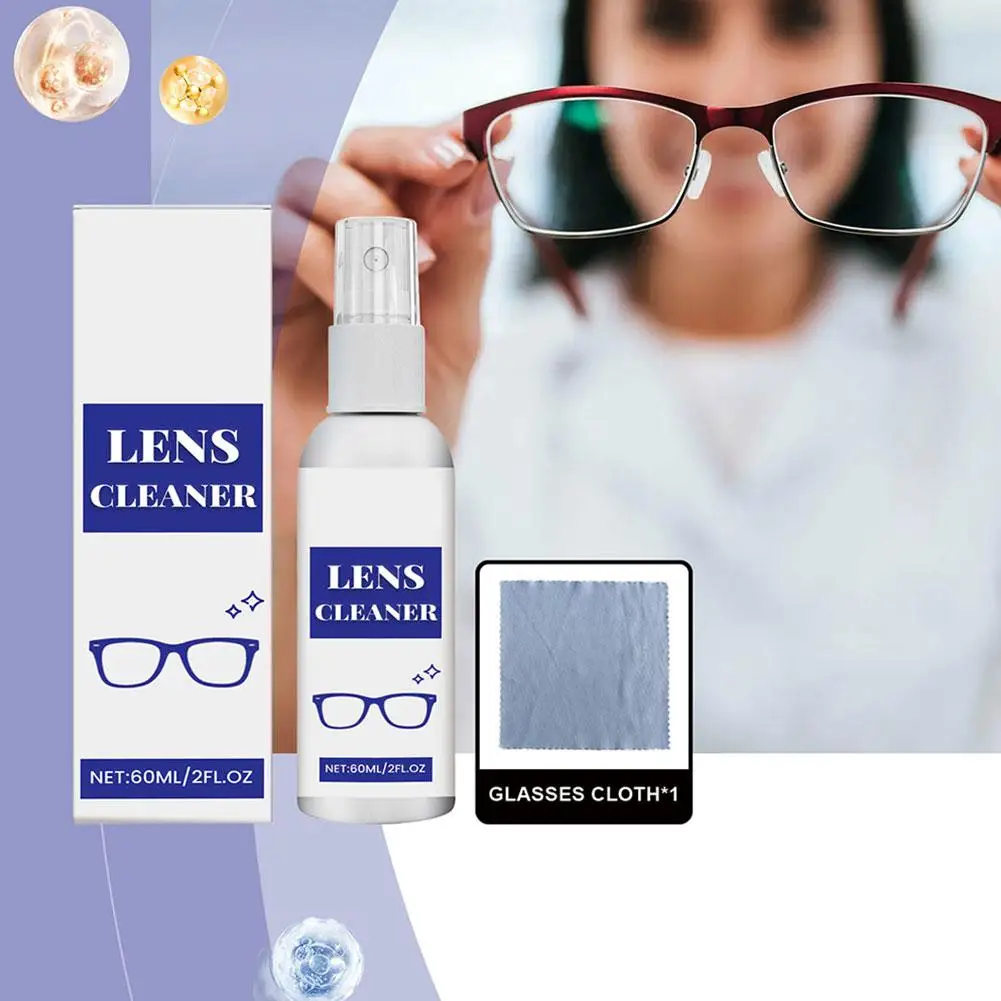 60ml Lens Cleaner Glasses Sunglasses Eyeglass Cleaning Eyewear Glasses Spray Home Cleaner Bottle Supplies Solution Accessor V8I0