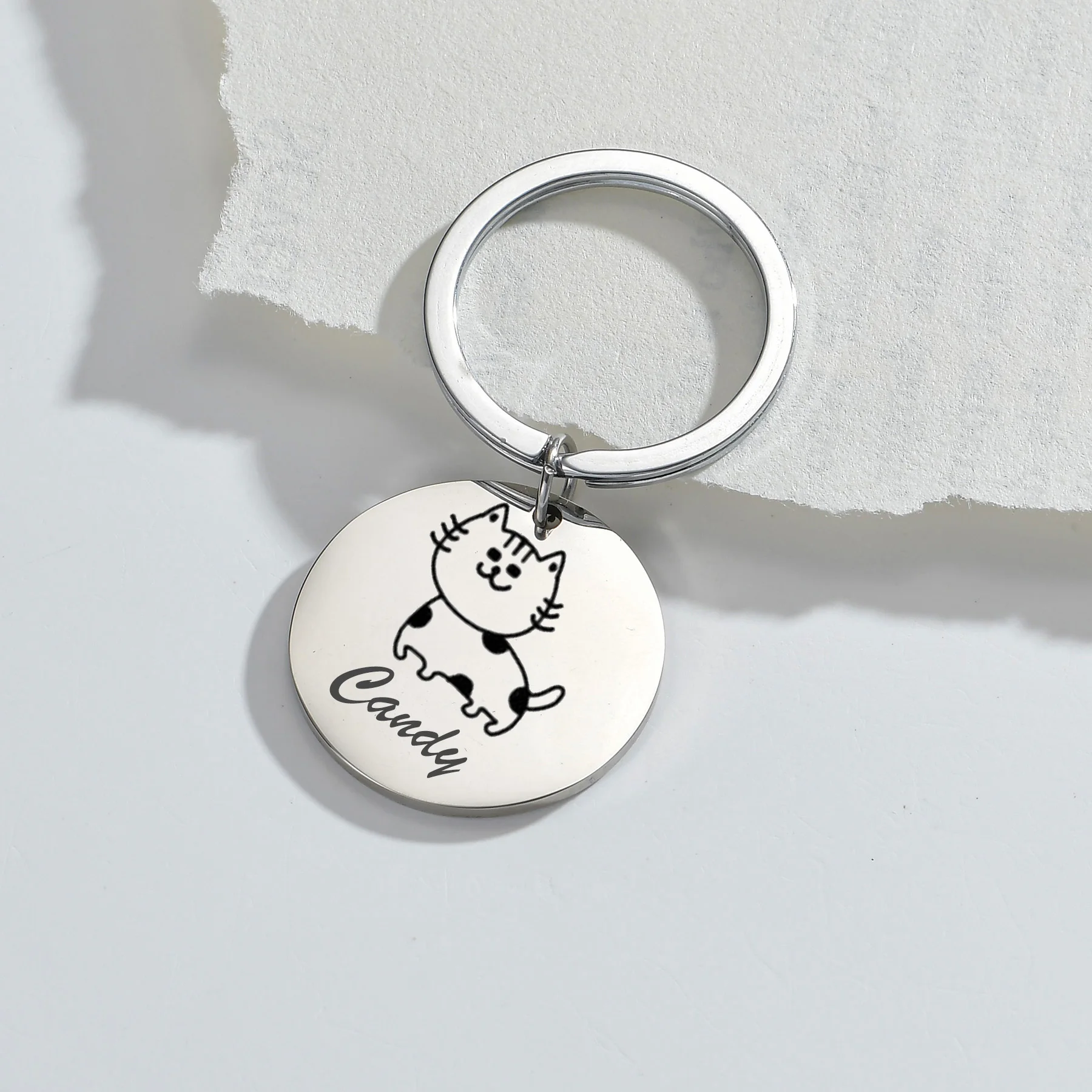 Sifisrri Personalized Engrave Family Name Picture Keychain for Women Stainless Steel Key Ring Family Drive Safe DIY Jewelry Gift
