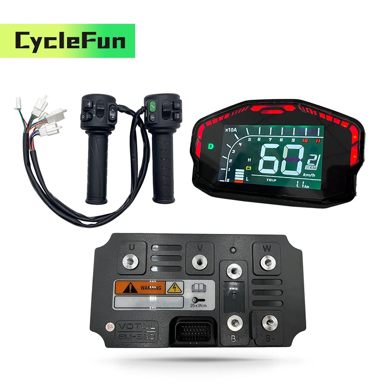 

VOTOL EM550 Boost 1000A Peak 1700A Motor Controller 14KW-18KW ECU With T08 Throttle DKD Display For Electric Motorcycle Scooter