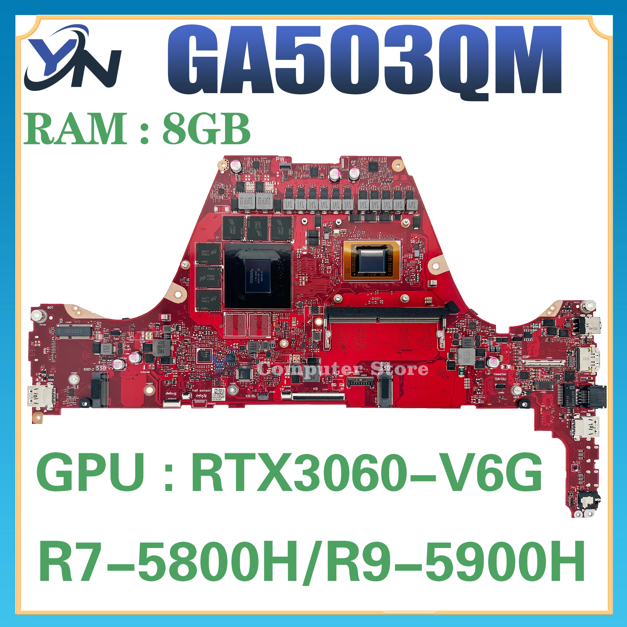 GA503QR Mainboard For ASUS ‎ROG GA503QS GA503Q GA503QM Laptop Motherboard R7 R9 RTX3080/RTX3070-V8G RTX3060/V6G 16GB/8G-RAM