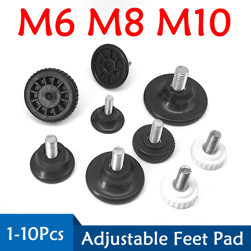 

1-10Pcs Plastic Adjustable Feet Pad With Screw M6 M8 M10 Table Chair Balck Leveling Foot Pad Furniture Leg Anti-shock Protection
