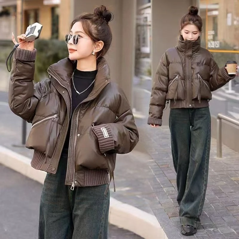 

New Casual Knitted Sleeves Down Cotton-padded Clothes Women's Winter Leave-in, Thickened Fashion Women's Short Bread Clothes