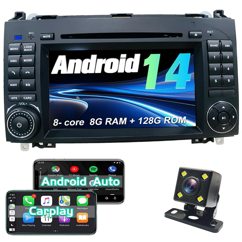 

Android car radio for Mercedes-Benz B200 2006-2012 stereo screen Carplay Android Auto Bluetooth GPS Navigation FM radio 7’