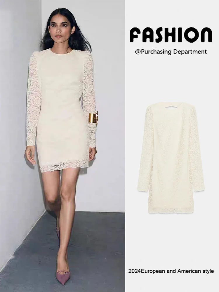 

Осень 2025: Новая женская модная универсальная облегающая длинная кружевная короткая платье-рубашка в этническом стиле для выступлений, премиум-класс, женская одежда