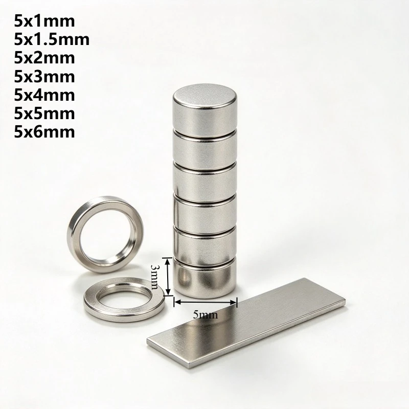 5x1 5x1.5 5x2 5x3 5x4 5x5 5x6mm N35 Small Round Neodymium Disc Magnet Permanent NdFeB Rare Earth Magnets for Industrial Handmade