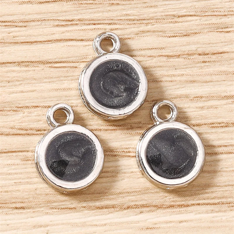 Tusember 20 Stück 8mm Emaille bunte Geburtsstein-Anhänger, flache runde Charms-Anhänger für DIY-Schmuckherstellung, Halskette, Armband, Basteln – Detail 11