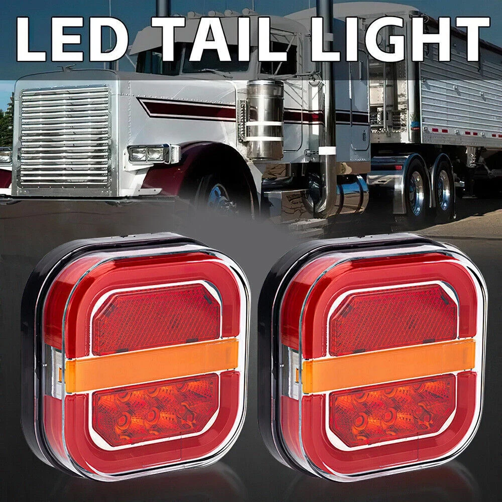 

LED 12V 24V Taillight Turn Signal Indicator 12 LED Car Tail Lamp Square License Plate Lamp For Truck UTV ATV Van Car Accessories
