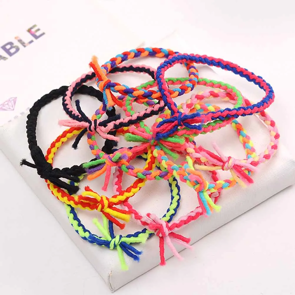 100 Pcs 헤어 Scrunchie 넥타이 Elastics 밴드 여성을위한 짠 머리 장식 소녀 매일 착용 세련된 헤어 액세서리
