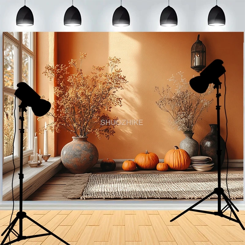 Thanksgiving Day 3d Podium Haunted House Background Glowing Steps Spooky Ghost Posters Walls Cobwebs Photography Backdrops GN-02