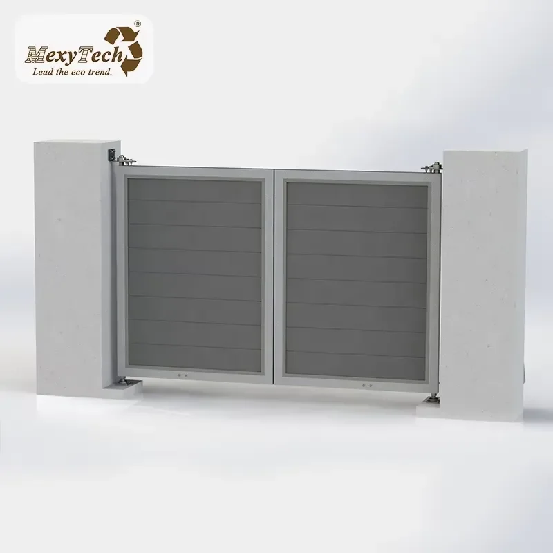 MexyTech Composite Wood Fence Automatic Double Swing Gate WITH OPERATOR