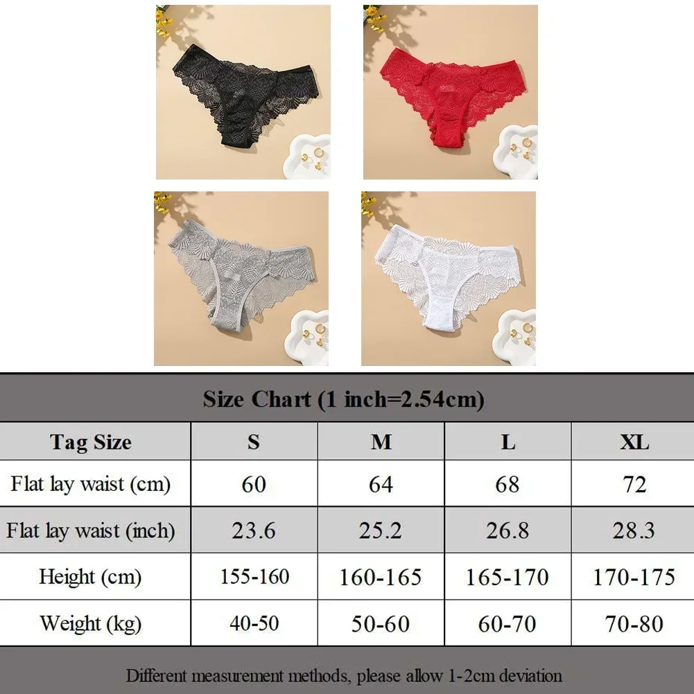 Sexy Lace Panties Women Plus Size Solid Color Low-rise Underwear Underpant Brief