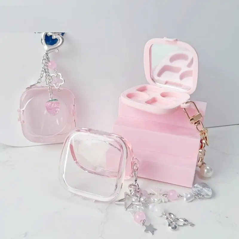 Leeres Licht, 4 Fächer, rechteckig, Lidschatten, Lippenstift, Concealer, Pulverbox, Kosmetikverpackung für DIY-Lidschattenkosmetik mit Loch