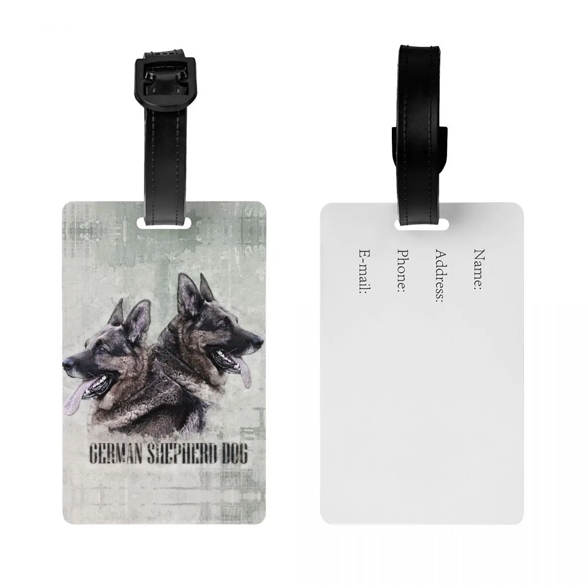 Custom German Shepherd Dog Luggage Tag With Name Card Alsatian Wolf Dog Privacy Cover ID Label for Travel Bag Suitcase