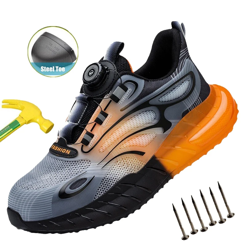 

Men Safety Boots Outdoor Anti-static Work Boots Steel Toe Shoes Anti-smash Anti-Punctur Construction Shoes Breathable Work Shoes