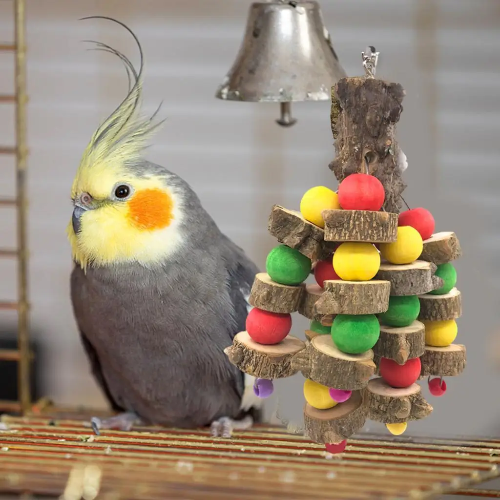 Hanging Wooden Chew Bird Toy Tabletop Playstand Perch Large Cage Accessories for Parrots and Medium Birds Hanging Wooden Chew Bird Toy Tabletop Playstand Perch Large Cage Accessories for Parrots and Medium Birds