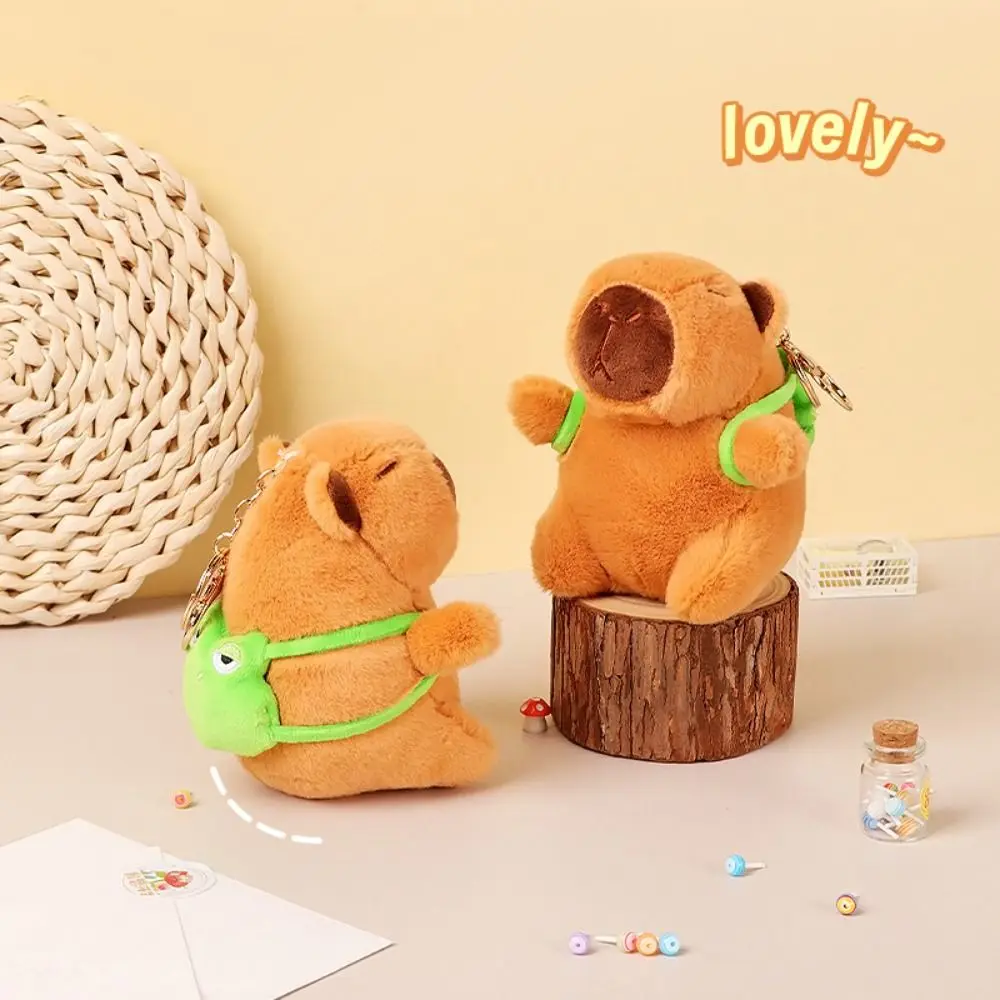 Capybara 시뮬레이션 카피바라 키체인 시뮬레이션 개구리 배낭, 카피바라 봉제 펜던트, 부드러운 천 인형, 남녀공용 봉제 장난감