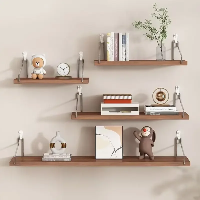 Wooden Floating Wall Shelf Multifunctional Book Wall Storage Rack Minimalist Bedside Organizer Shelves Livng Room Bedroom Racks