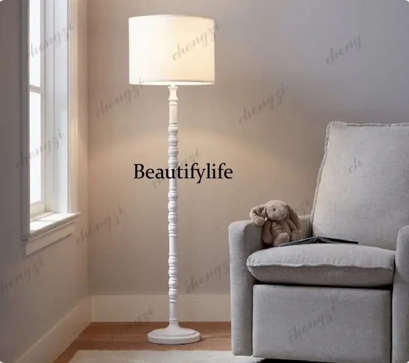 M138 French new retro solid wood homestay style soft decoration American design living room dining room, bedroom floor lamp feel