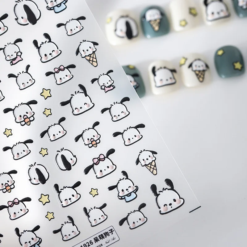 Sanrio New Craft Pochacco Three-dimensional Nail Sticker Cute Dog Manicure Sticker Jewelry Birthday Holiday Gift