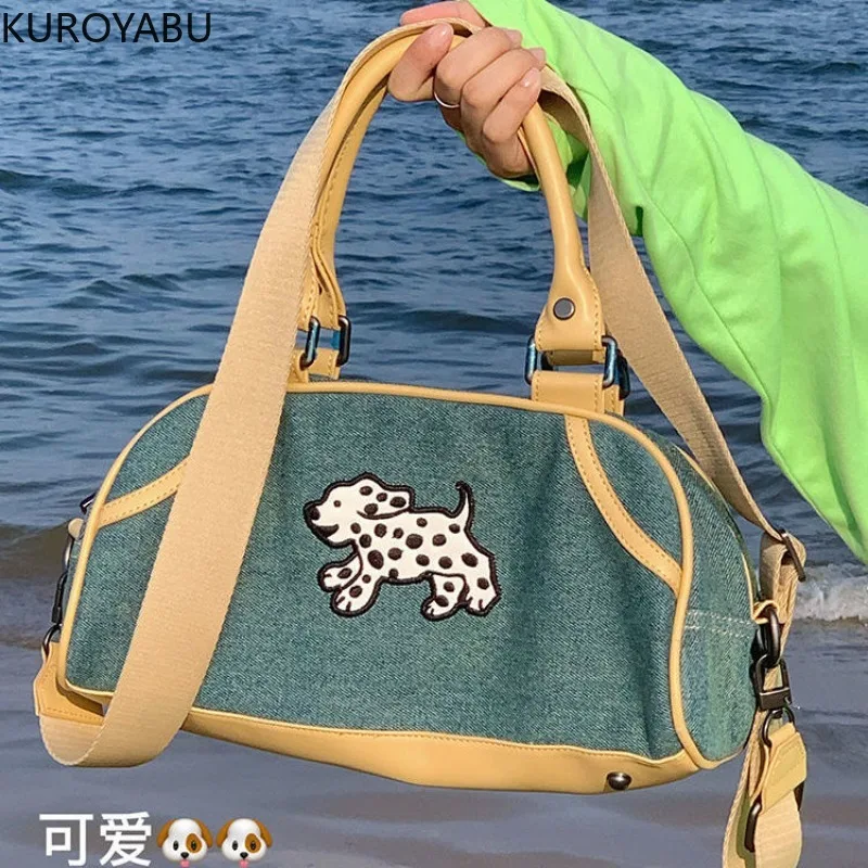 Koreańskie torby damskie torebka damska dla kobiet o dużej pojemności Y2K punkowa torba na ramię dżinsowa Casual Vintage Harajuku Crossbody