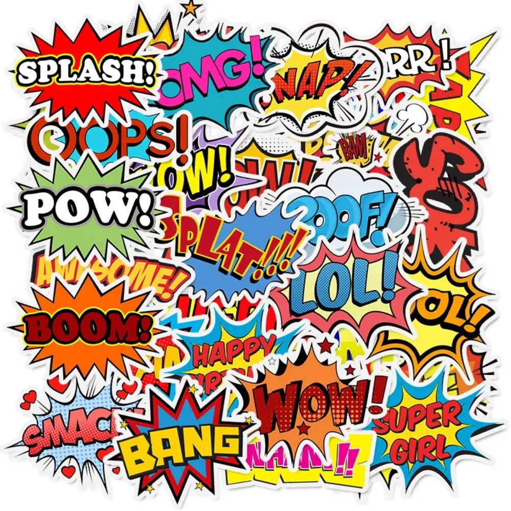 50PCS English Alphabet Sticker Graffiti Explosion Cloud Personality Trolley Case Laptop Scooter Decoration