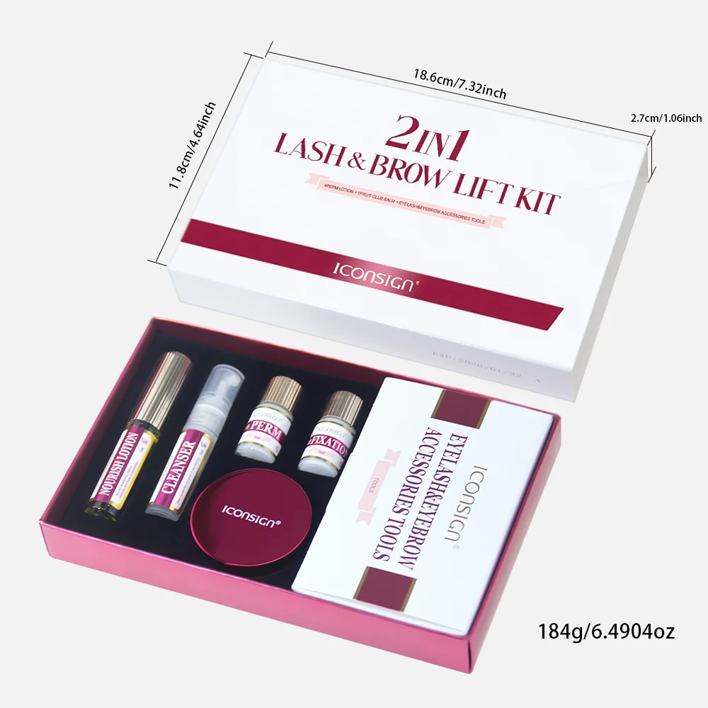 ICONSIGN 2IN1 Professional Fast Perming LASH & BROW Liftng Kit ยาวนาน 6-8 สัปดาห์มาสคาร่ายกขนตา Enhancer เครื่องมือแต่งหน้า