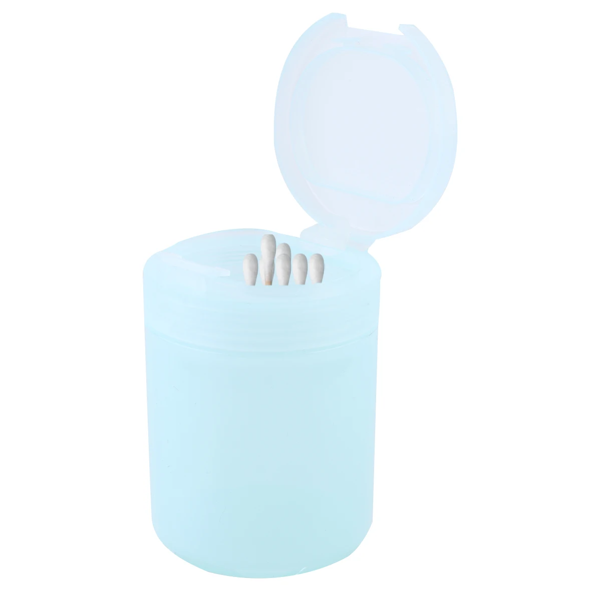 

Cotton Swab Storage Box Lightweight Portable Easy Clean Cylinder Light Green Plastic Pressable Lid Spin Open Bathroom Vanity