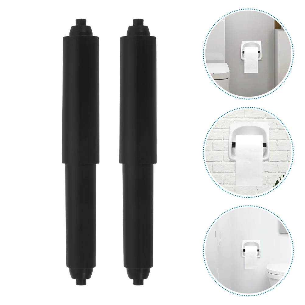 

2 Pcs Toilet Tissue Hotel Roll Paper Holder Roller Spring 1600X200X065CM Towel Black