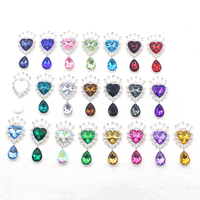 10Pcs Heart Alloy Acrylic Water Drop Pendant Accessories Crown Water Diamond Pendant Diy Wedding Hair Accessorie Bow Decoration