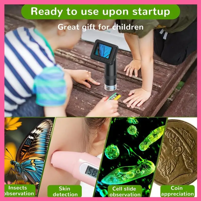 

HOT-Microscope For Kids 50X-1000X Magnification IPS HD Screen, 2-31MP Photos, 1080P Video, 2-Hour Battery Life, Easy Carry